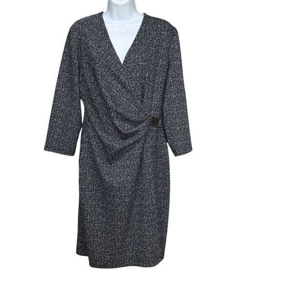 Anne Klein Dresses & Skirts - NWOT Anne Klein Black & White Buckle Ruched Mini Wrap Dress Office Career Size 1